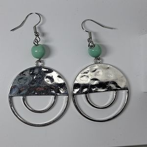 Trendy Round charm textured silver earrings, jewelry